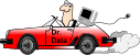 Nifty picture of a little red car with 'Dr. Data' on the side.